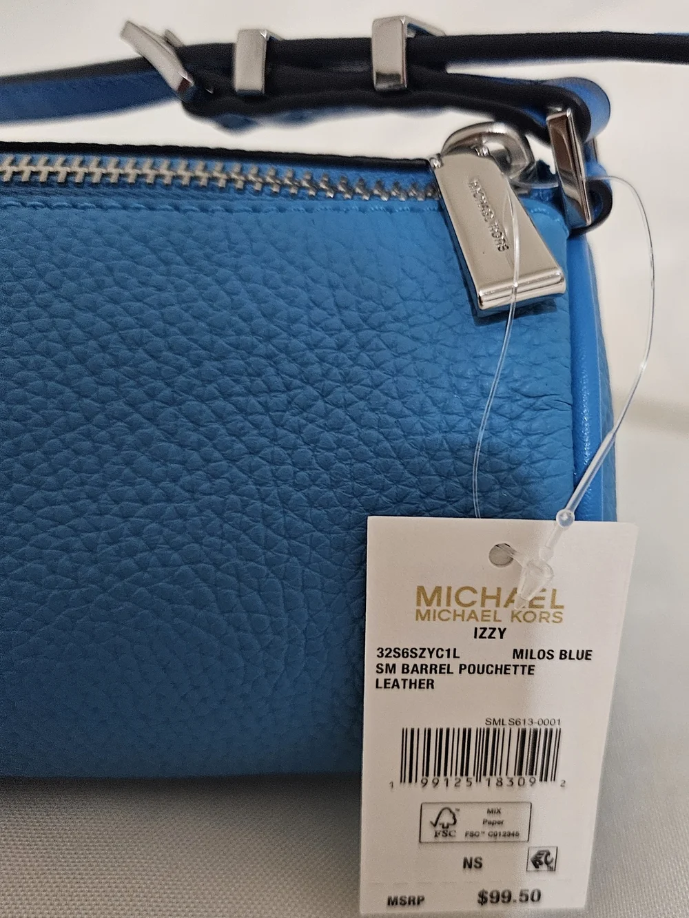 Michael Kors Sky Blue Pebbled Leather Barrel Crossbody